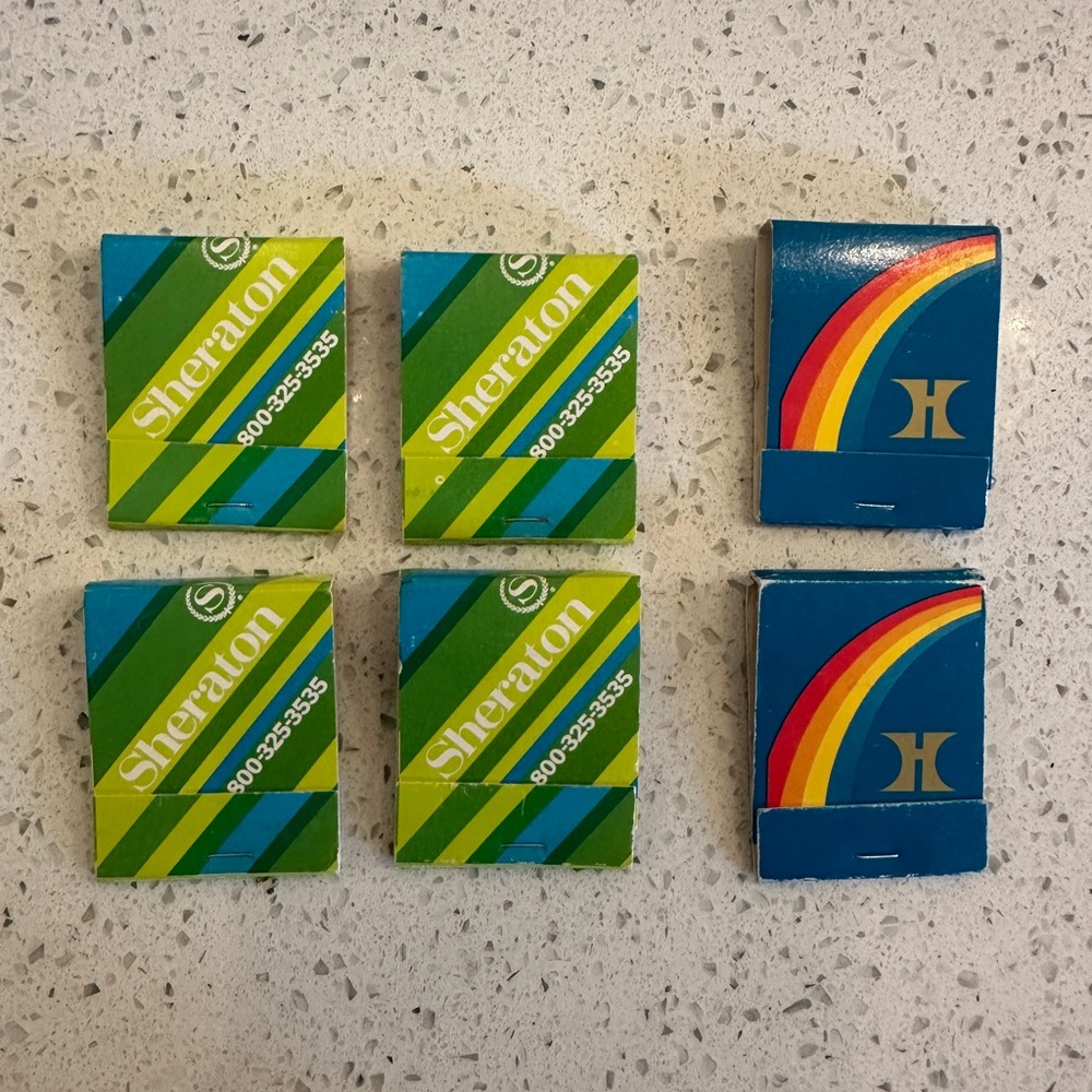 Vintage Sheraton & Hilton hotel matchbooks (6)